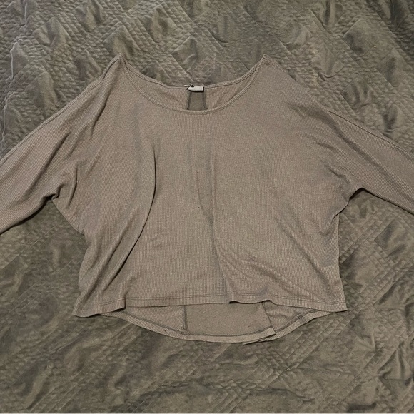 cropped grey waffle knit sweater - Picture 1 of 4